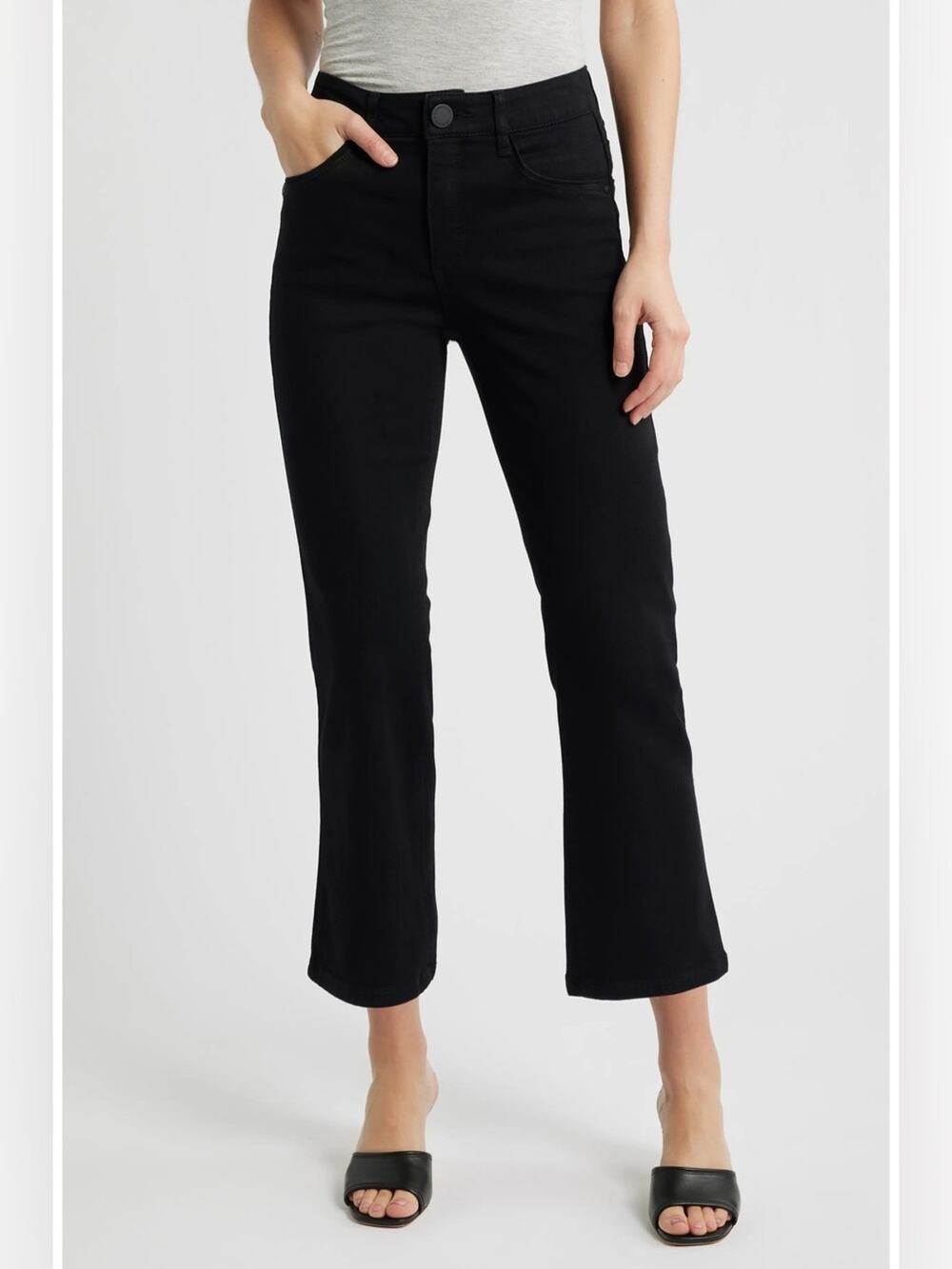 Wit & Wisdom Bennett Straight Leg Cropped Jeans Black Stretch - Size 2